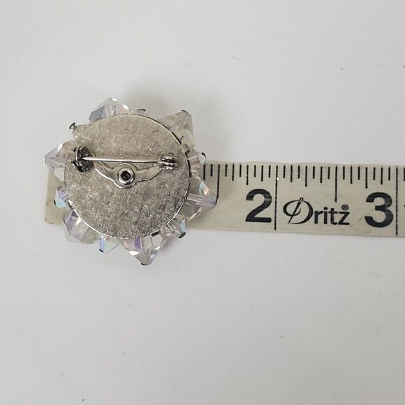 Vintage Aurora Borealis Clear AB Glass Beaded Cluster Silver Tone Brooch Pin‎ - Picture 5 of 9